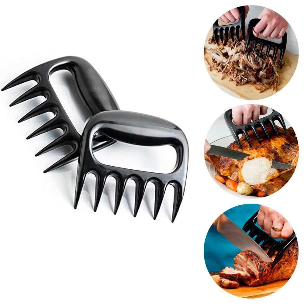 Garra de urso para churrasco, desfiador reforçado para carnes e frango, preta.
