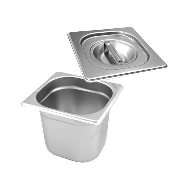Cuba Gastronômica Inox Gn 1/6x150 Mm 2,2 Litros sem alça + Tampa 1/6 Em Inox Tradicional Zahav