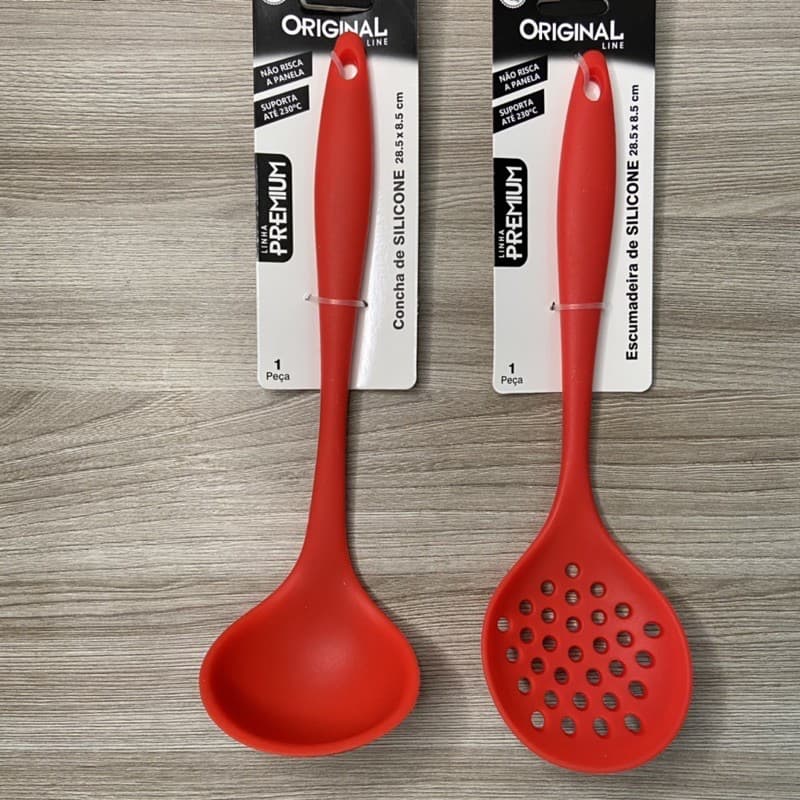 Concha e Escumadeira de Silicone grande - Kit para Servir de Silicone Concha e Escumadeira