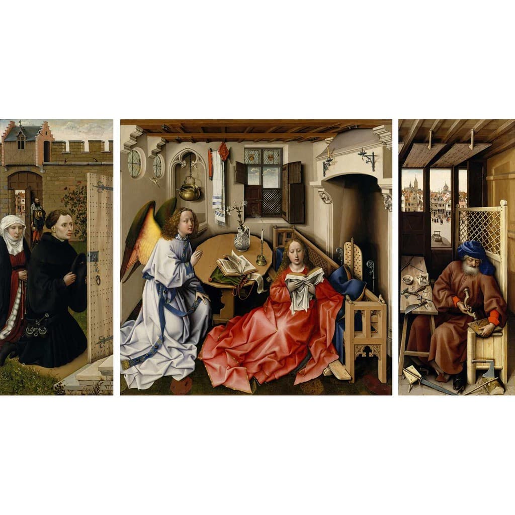 Anunciação - Retábulo de Mérode - 3 Telas - Robert Campin - Tela Canvas Para Quadro