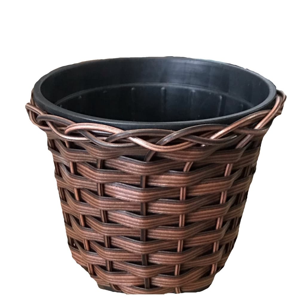 Vaso cachepo fibra sintetica pote numero 15 vaso vime trançado marrom vaso redondo 15cm diametro