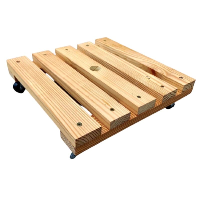 Suporte de madeira com rodas para cozinha e jardim