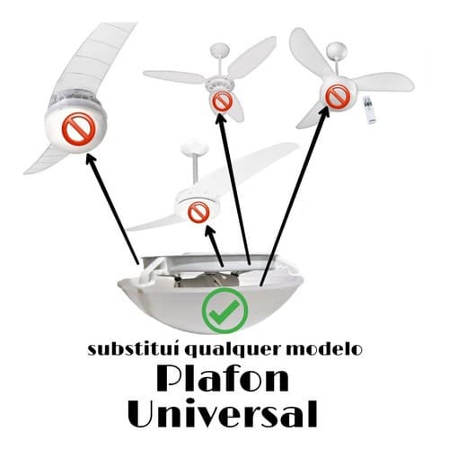Plafon Plafom Lustre para Ventilador De Teto com 2 Lampadas Universal - Serve Qualquer Ventilador