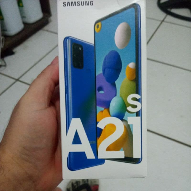 Caixa do Smartphone Samsung Galaxy A21s 64GB Azul 4G