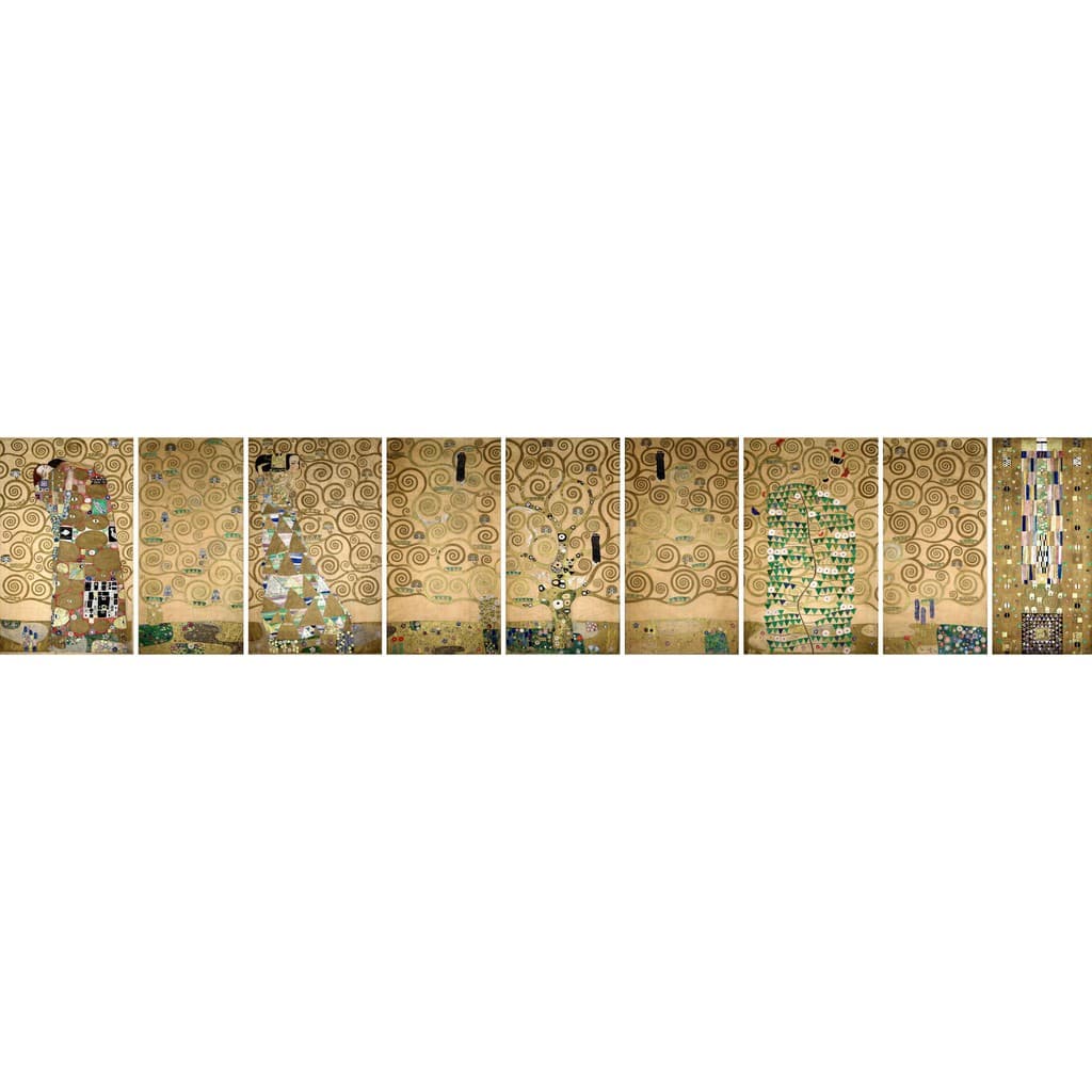 Série de nove telas da obra Árvore da Vida de Gustav Klimt em canvas