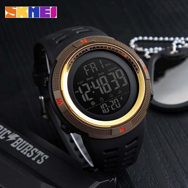 Relógio esportivo SKMEI 1251 preto com LED digital, mostrador frontal mostrando 17:48:20.