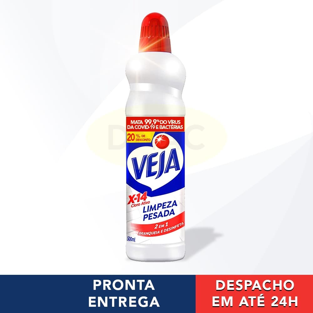 Limpador Veja X-14 Cloro Ativo 500ml para banheiro, pronto entrega em até 24h