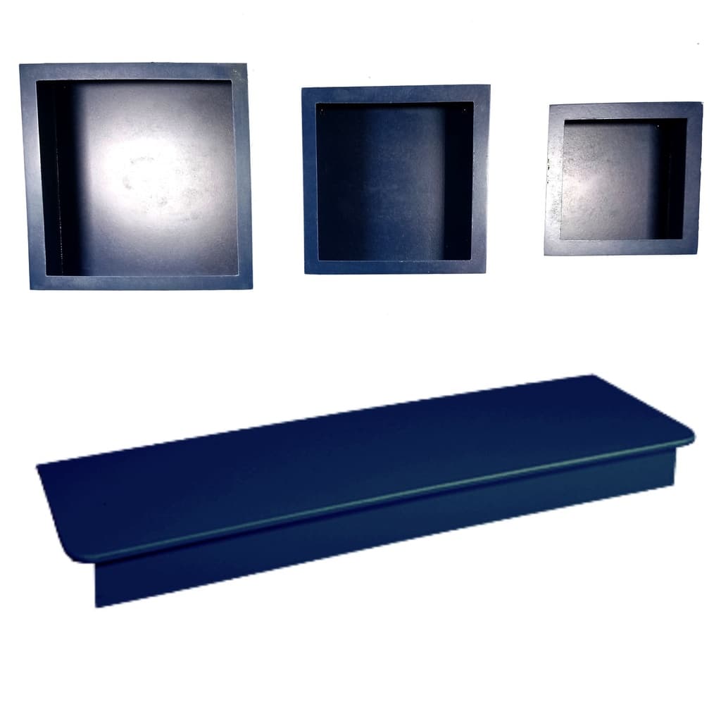 Kit Nichos Cubo + Prateleira com Varão MDF - Azul Marinho