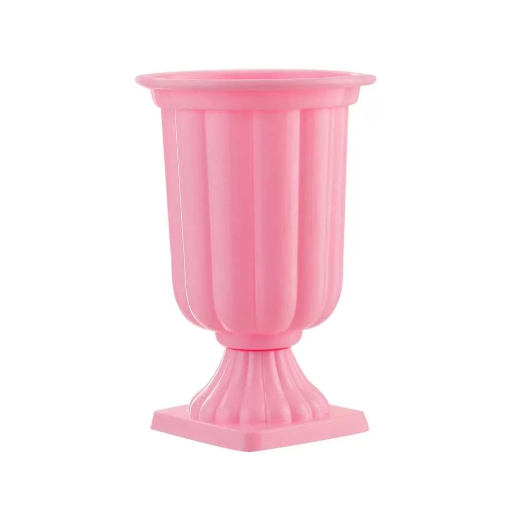 Vaso de flores cachepo rosa plástico para decoração de mesa