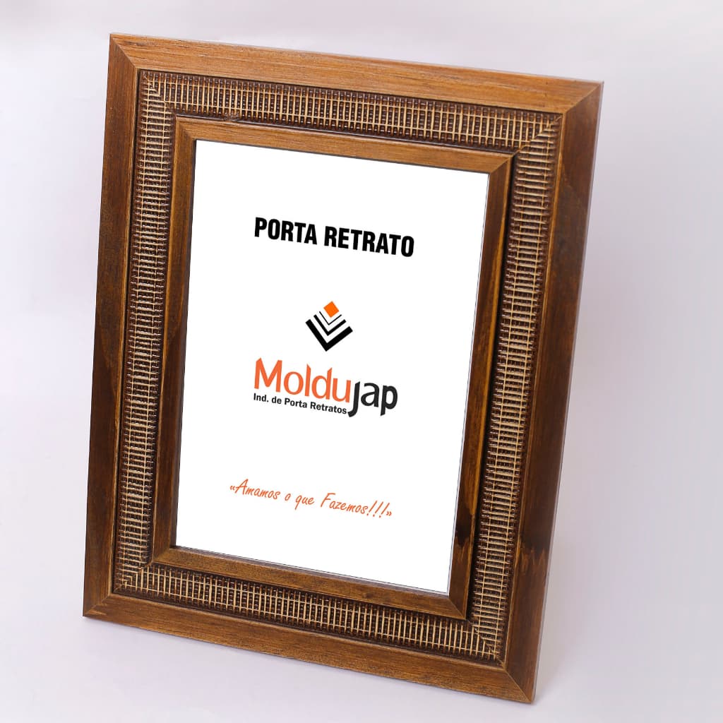 Porta retrato rústico 13x18 com moldura de madeira e vidro