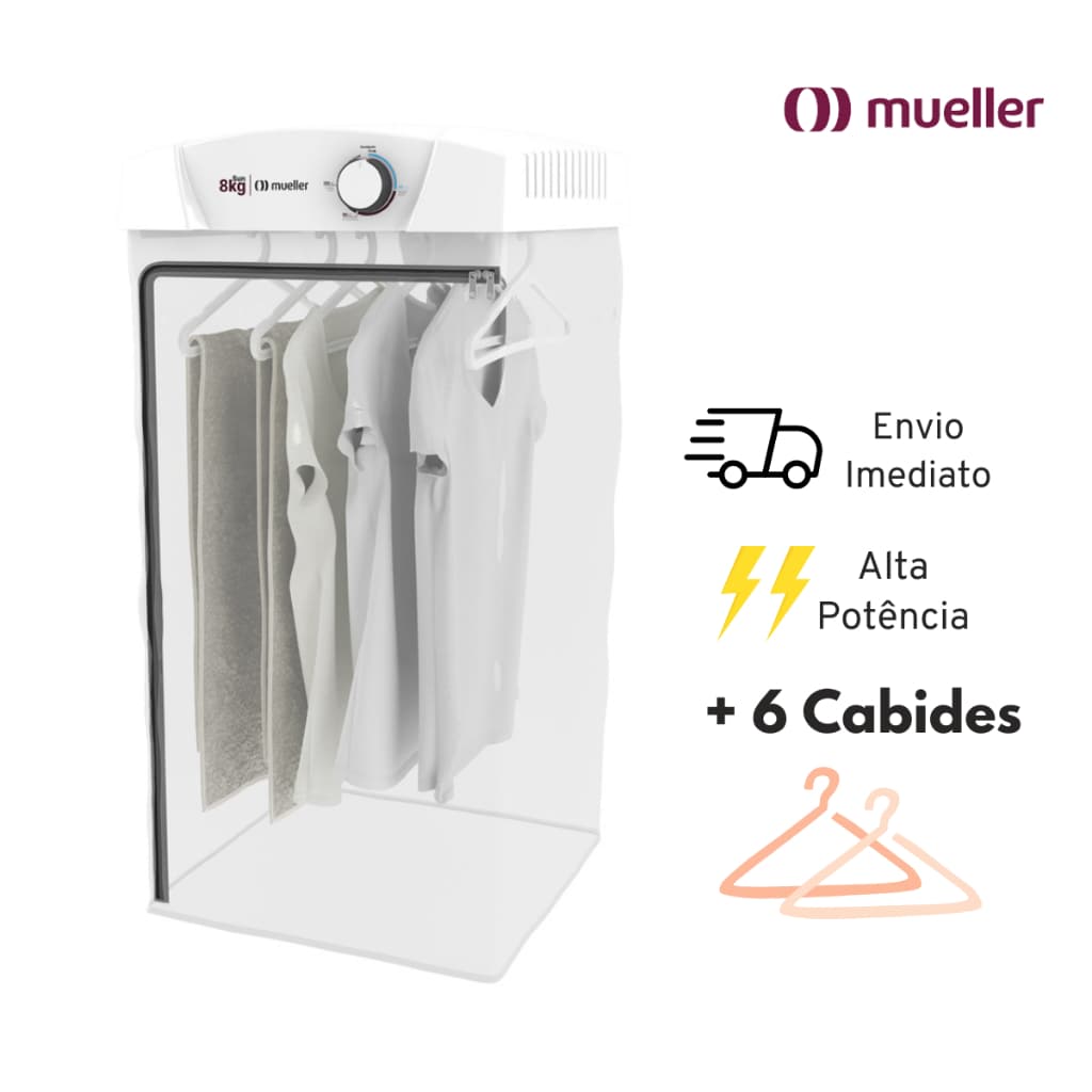 Secadora De Roupas Mueller 8Kg Sun De Parede Suspensa Branca Máquina de Secar Dobrável 220V
