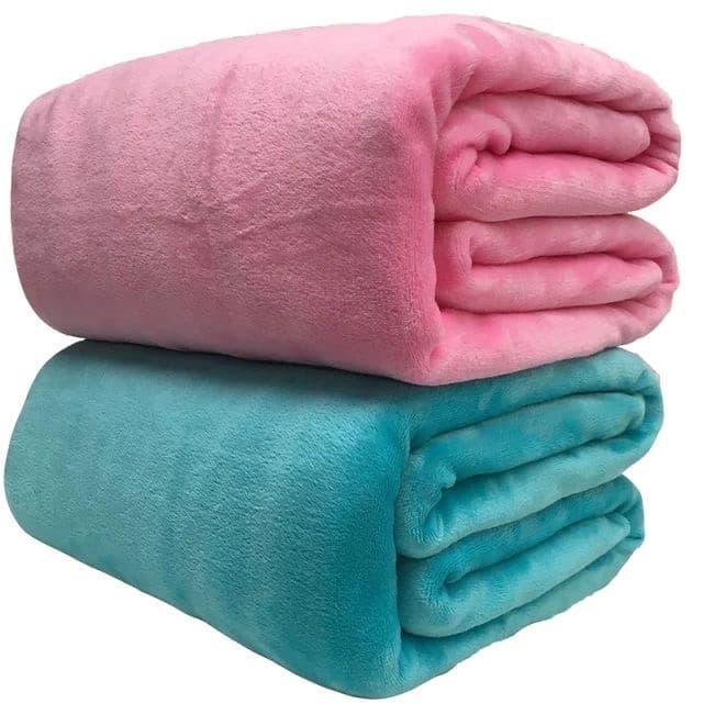 Kit 2 Cobertor Manta Casal Microfibra Rosa e Azul
