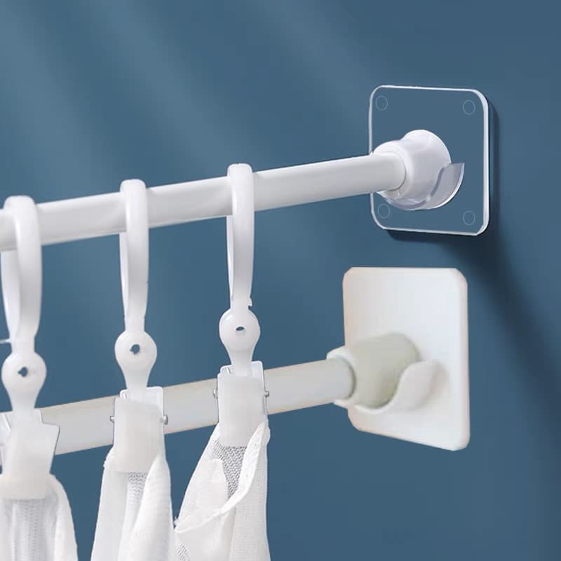 Suporte de cortina branco autoadesivo para varão de banheiro