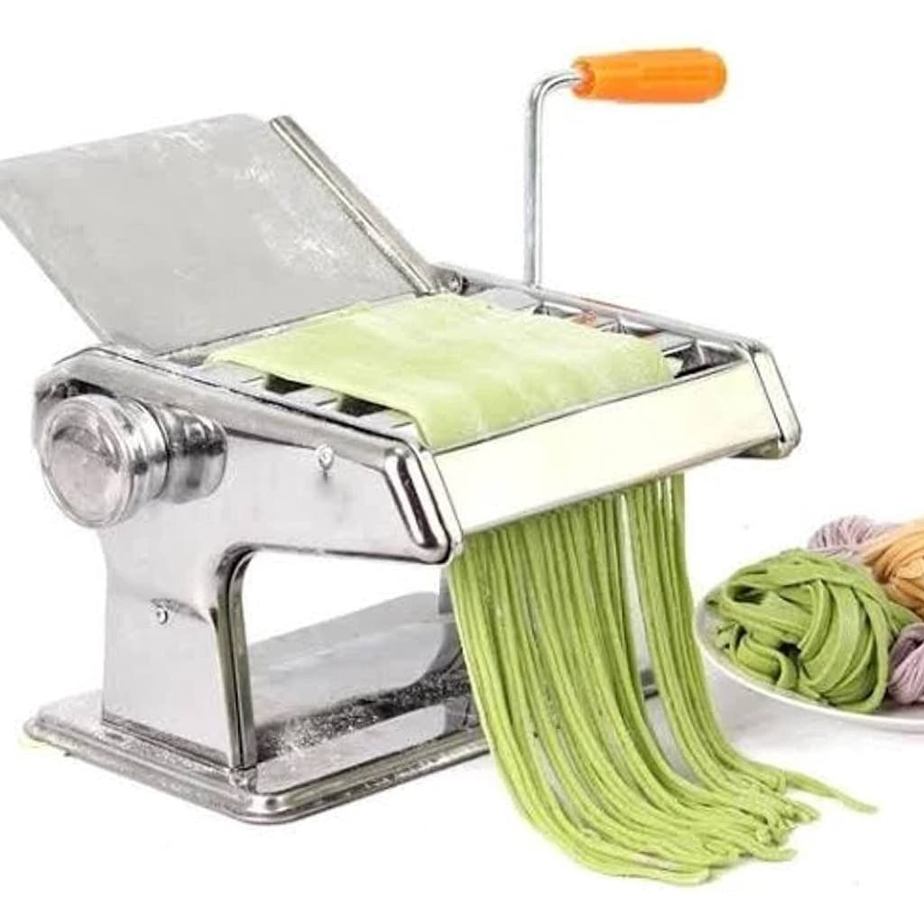 Máquina de macarrão três massas caseira manivela cilindro inox corta massa pastel lasanha fettuccine