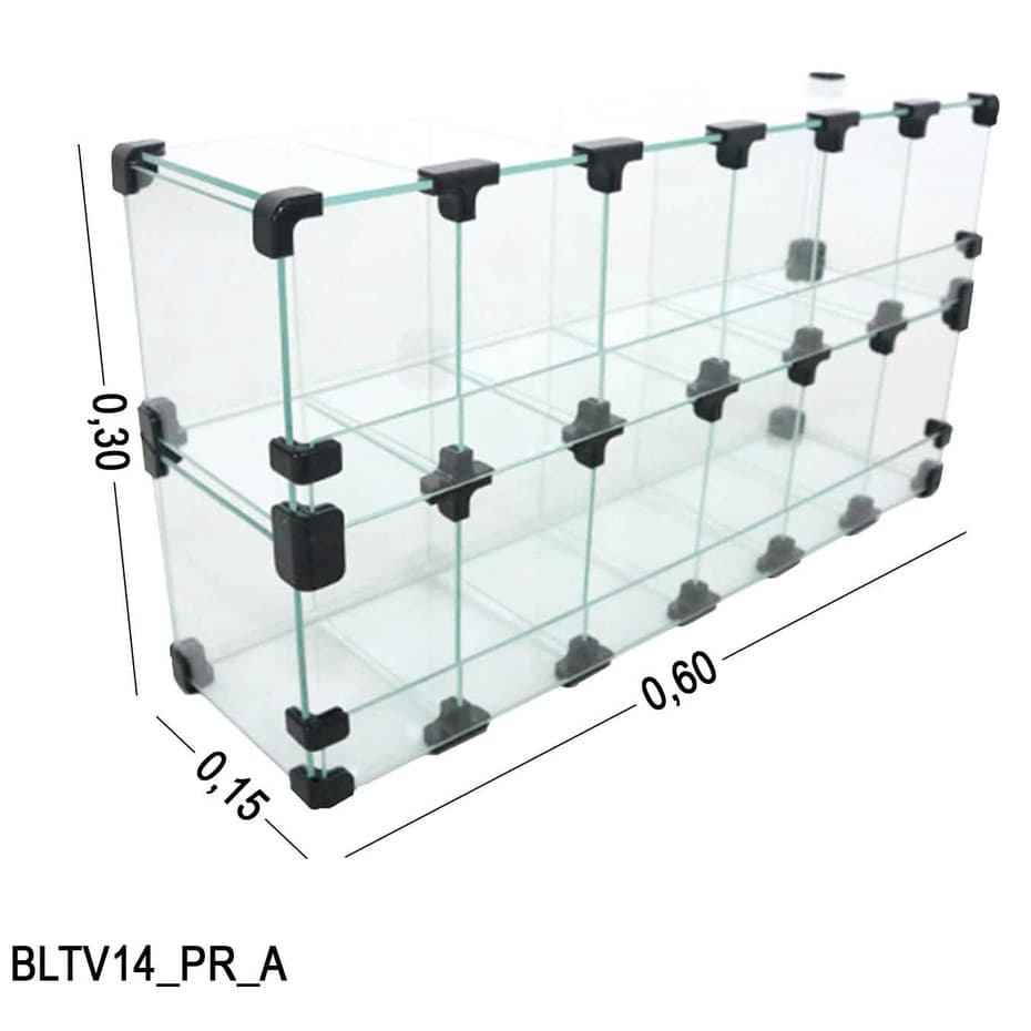 Baleiro De Vidro  Expositor Para Bar   - 0,60 x 0,30 x 0,15  CM
