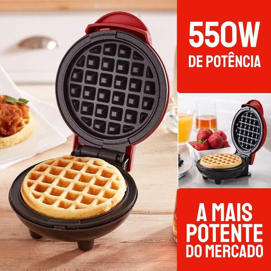 Maquina Waffle Elétrica 110v Compacta Profissional Mini