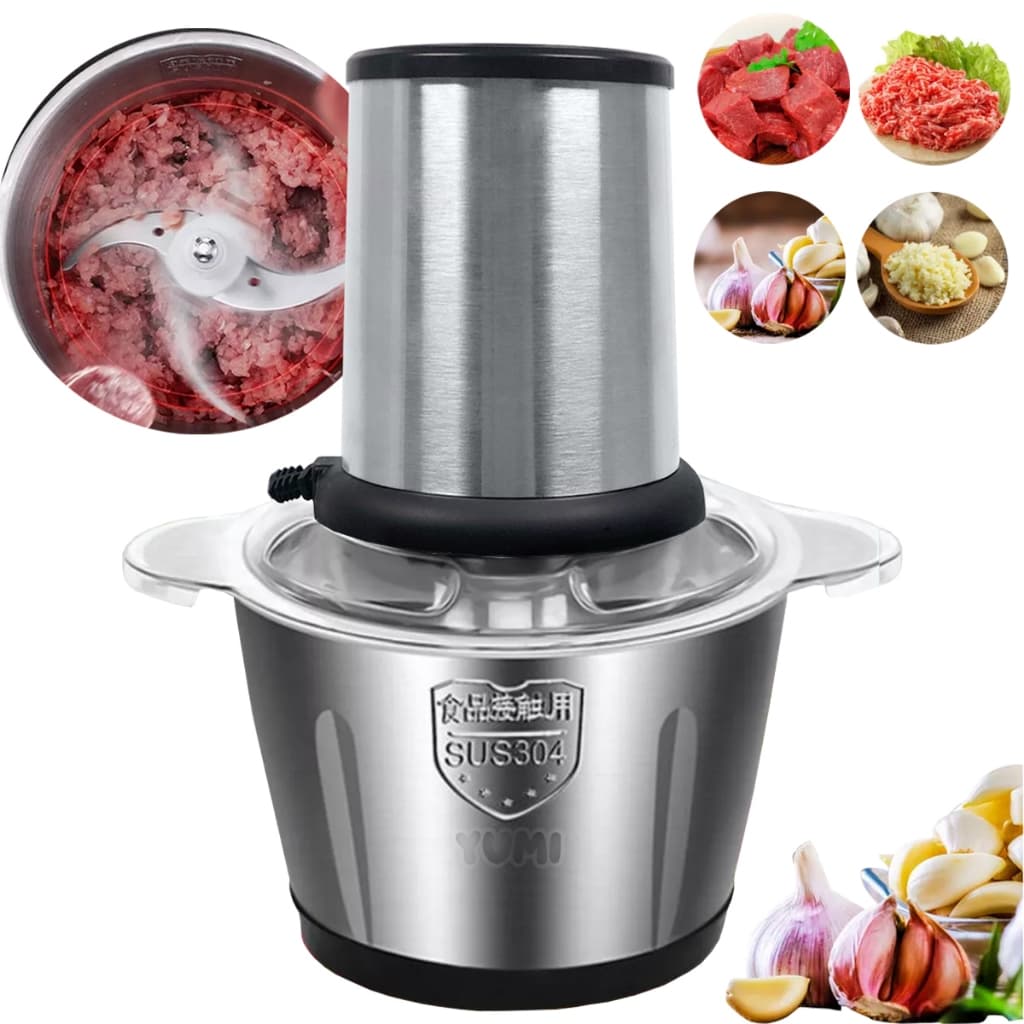 Moedor Elétrico Potente Carne Picador Legumes Temperos Inox em Aço Inox