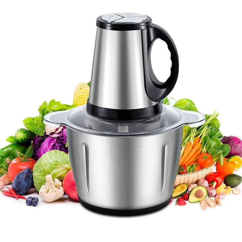 Triturador Processador de Carne 3 Litros Alimentos Com Alça Multiprocessador De Legumes 110v Ou 220v