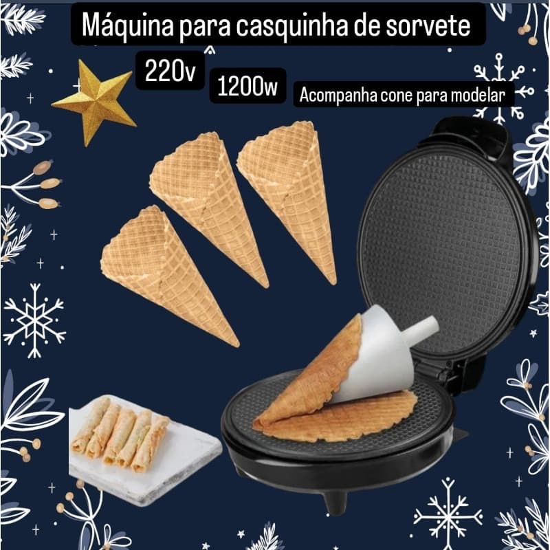 Máquina para fazer casquinha de sorvete cones e cestinhas 220v.