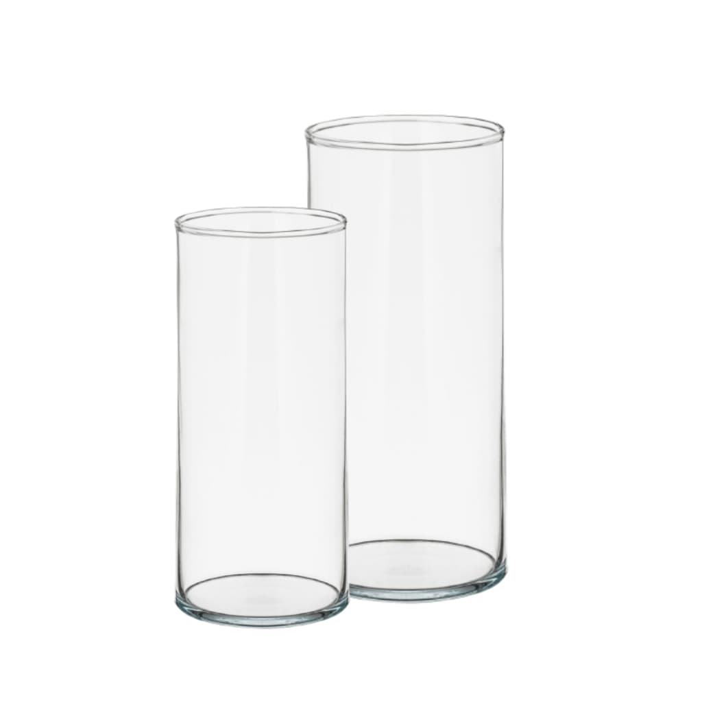 Kit vaso tubo de vidro cilíndrico decorativo 21 e 18cm