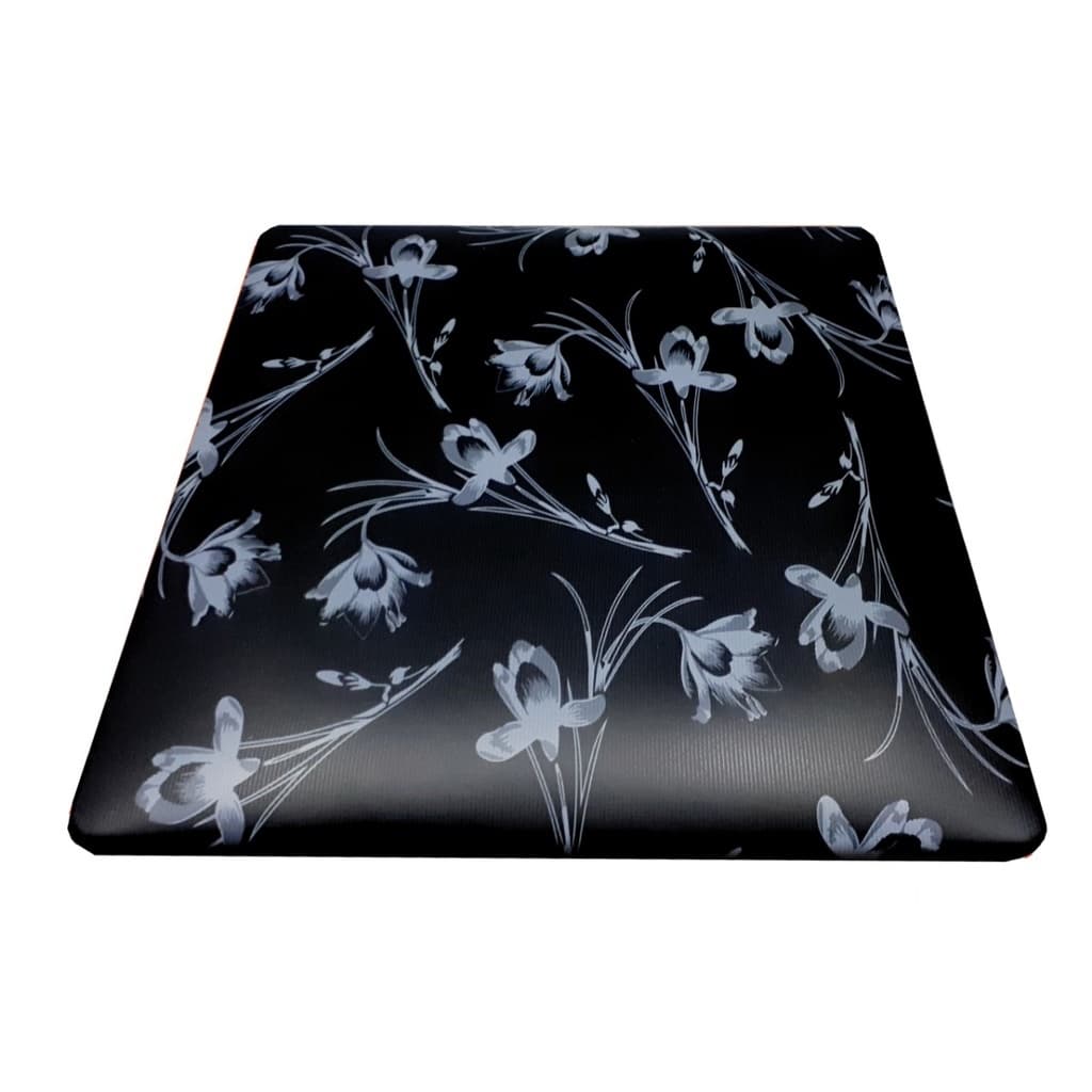 Almofada retangular com padrão floral preto e cinza, 41x38,5cm