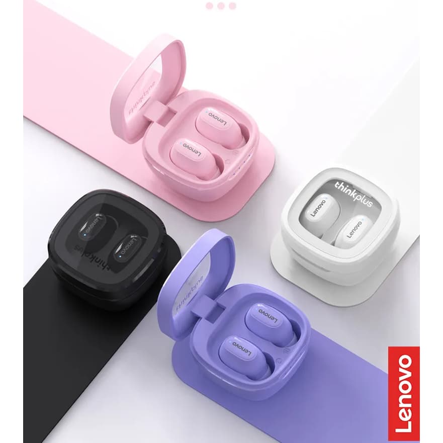Fones de ouvido Lenovo XT62 Bluetooth 5.3 com microfone em cores rosa, preto e branco