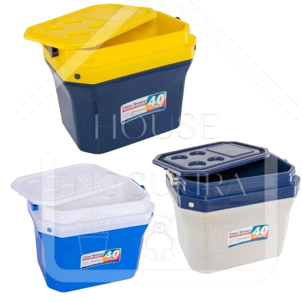 Caixa Térmica 40 Litros com Isolamento em PU - Azul, Amarelo e Branco