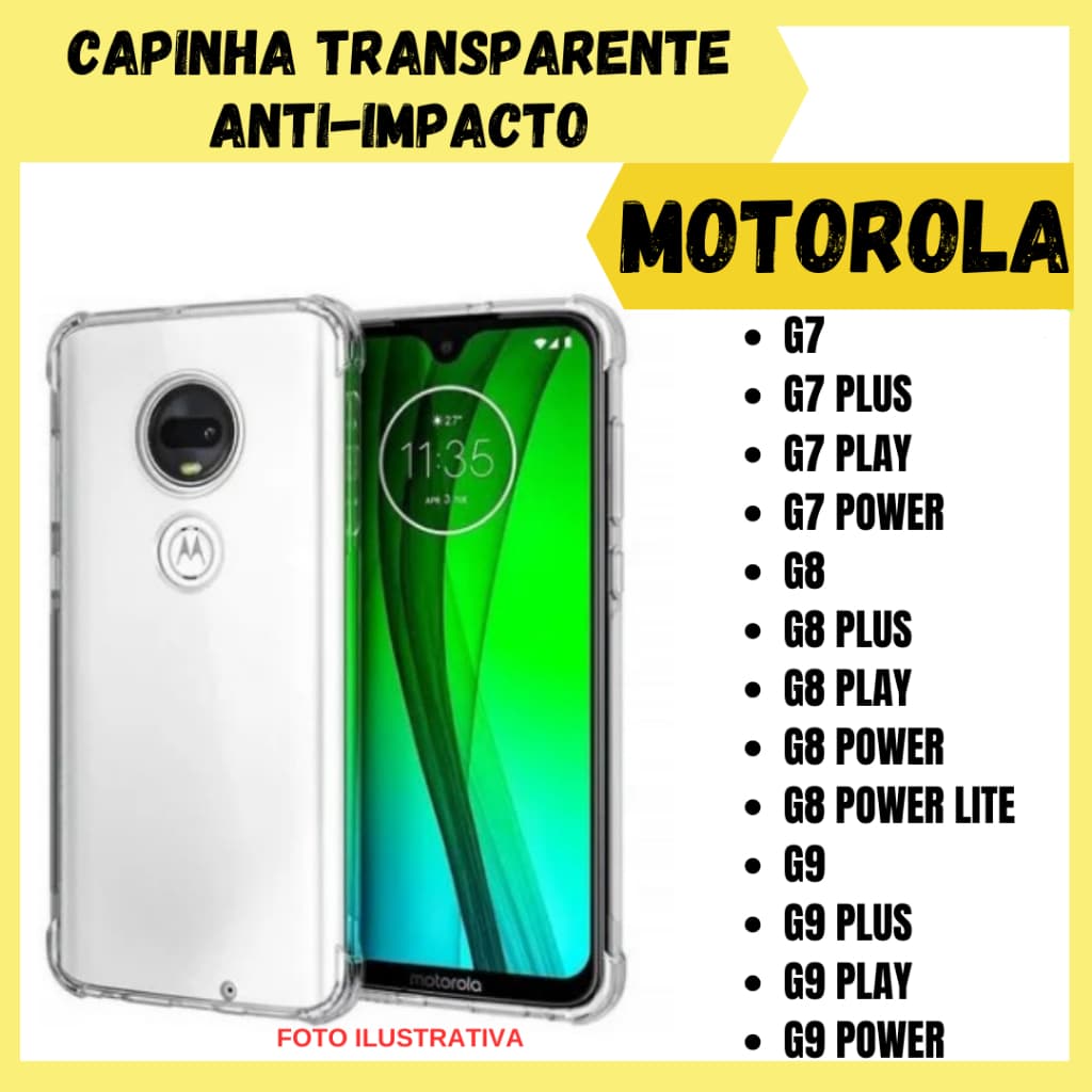 Capa Transparente Anti Impacto Motorola  Moto G7 / G7 Plus / G7 Play / G7 Power / G8 / G8 Plus / G8 Play / G8 Power / G8 Power Lite / G9 / G9 Play / G9 Plus / G9 Power / Capa para celular (CF09)