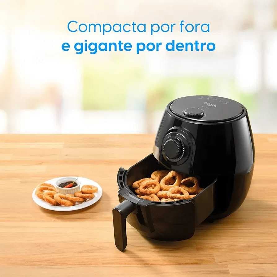 Fritadeira elétrica sem óleo Elgin Quick Fryer 220V com anéis de cebola fritos