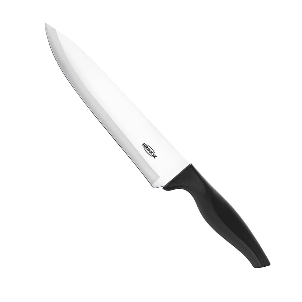Faca de cozinha Brinox com lâmina de aço inoxidável e cabo preto, 32,5 cm
