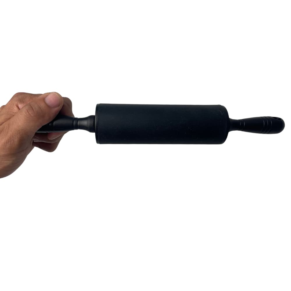 Mini rolo de massa de 27 cm em silicone antiaderente preto