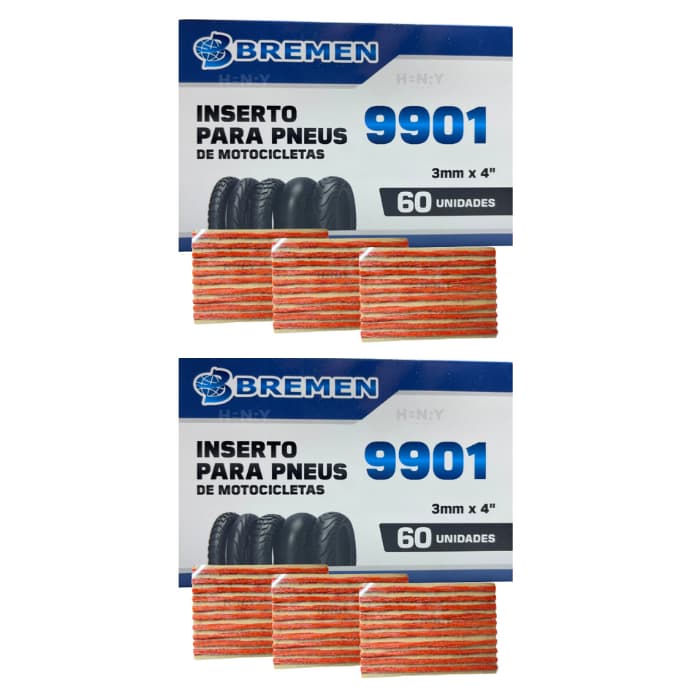 Kit Refil Remendo FINO 2 Caixas Para Moto Pneu Sem Câmara Macarrão 120 Unidades Bremen