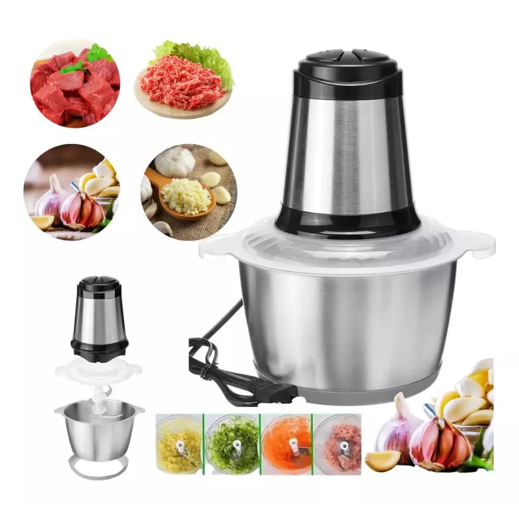 Moedor 110v ou 220V Elétrico Triturador 2L E 3L Potente Carne Picador Legumes  Inox Pronta Entrega