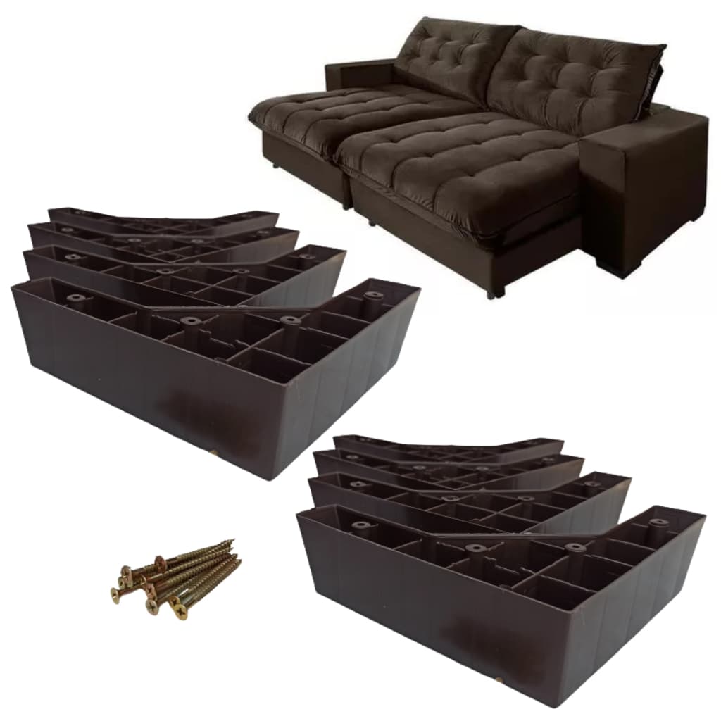 Kit Pe Para Sofa E Pés Sofá 5cm Tabaco - 8peças
