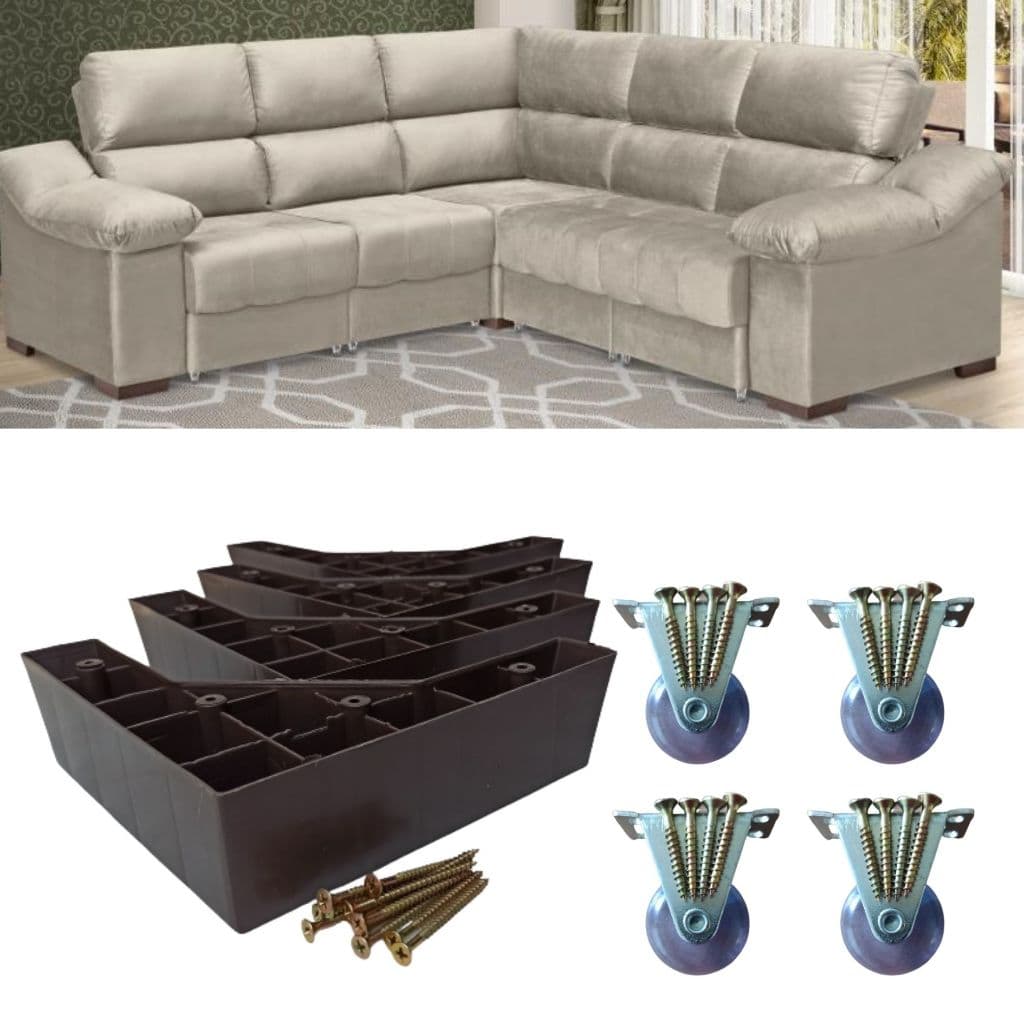 6 Pes De Sofa E Pes Para Sofa E 4 Rodinhas Rodizio- 5cm