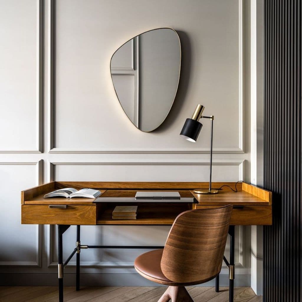Espelho de parede orgânico decorativo com moldura oval para banheiro, hall ou quarto