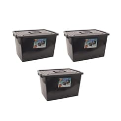Kit 3 caixas organizadoras pretas com tampa e trava 56 litros Arqpast