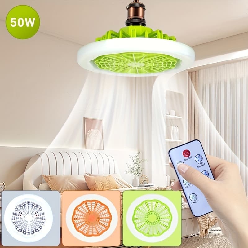 Ventilador De Teto Fechado Com Luz , Conjunto De mini Lâmpada De 10,2 Polegadas  Branca 30W, Resfriamento