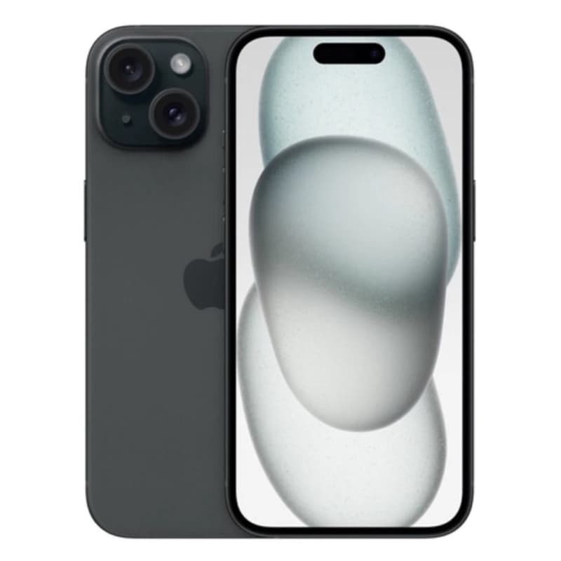 iPhone 15 Plus 128GB preto com logotipo Apple e câmera tripla