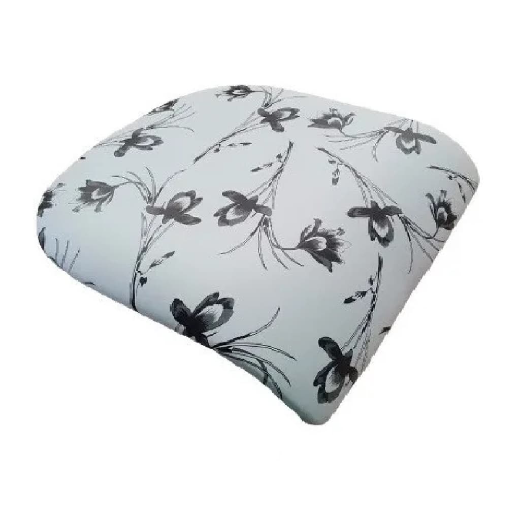Almofada de assento para cadeira com padrão floral preto e branco
