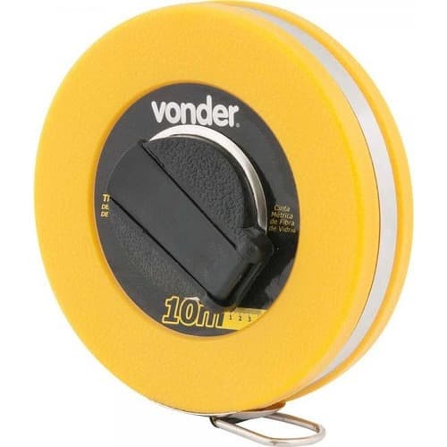 Trena de fibra longa Vönder 10m com gancho de metal, amarela e preta.