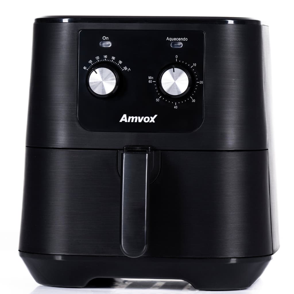 Fritadeira elétrica sem óleo Amvox ARF 1255 M, preta, 7L, 1700W, controles e alça visíveis