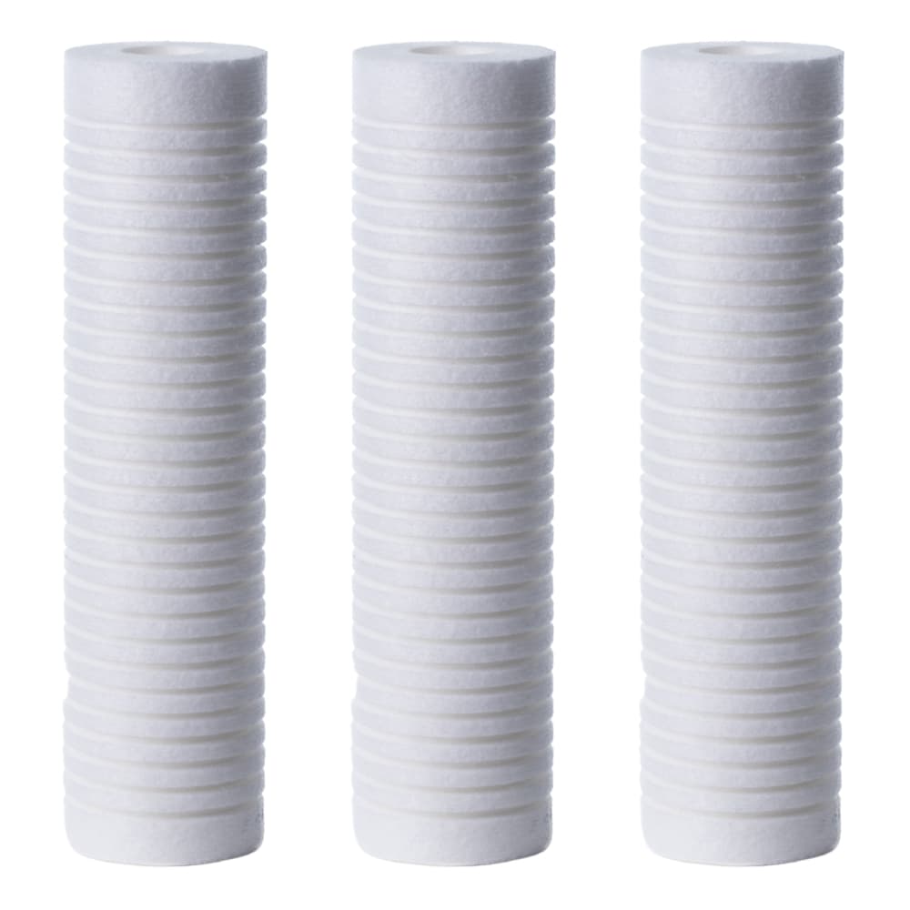Três filtros refil brancos 9.3/4 polegadas polipropileno 5 micra Aquaplus