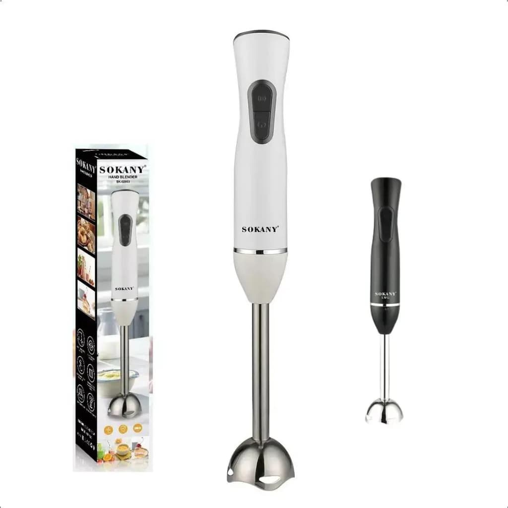 Mixer processador Sokany 600W, lâmina de aço inoxidável, branco e preto