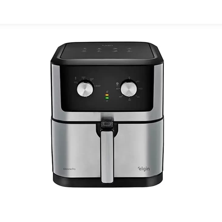 Fritadeira Air Fryer Elgin Chrome Fry AFC80 cor preto e prata, com controles rotativos e display digital