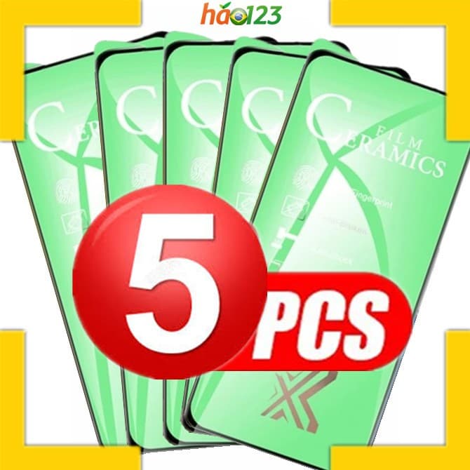 Kit 5 películas de vidro flexível para Xiaomi, fundo amarelo e verde, 5 peças, cor verde.