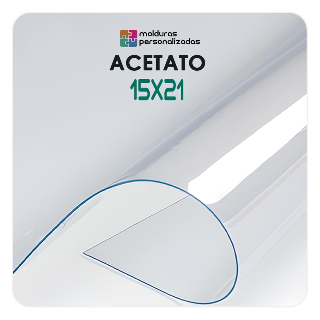 Folha transparente de acetato PET 15x21 cm com borda azul