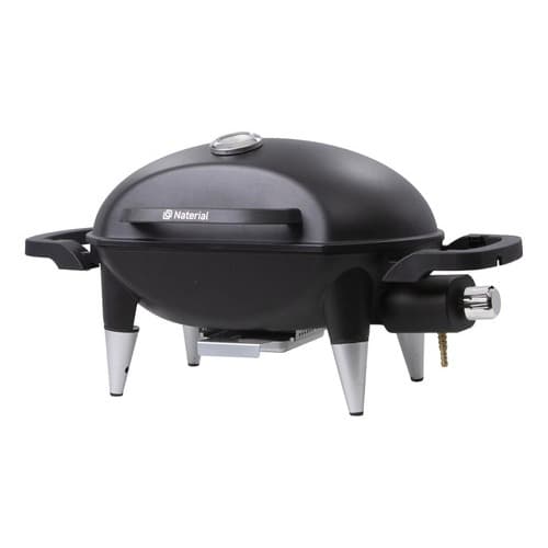 Churrasqueira portátil a gás de mesa Black Deluxe, preto, compacta, com tampa arredondada e alça lateral