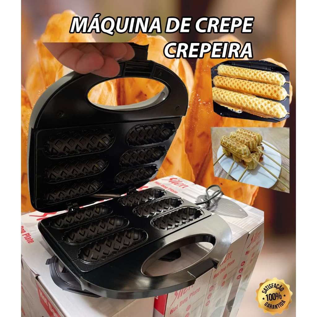 MÁQUINA DE CREPE ELÉTRICA CREPEIRA ANTIADERENTE 700W (110V) CREPE SUIÇO HOT DOG SALGADOS