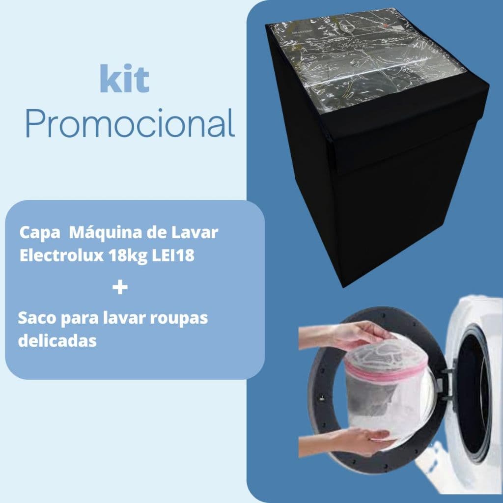Capa para máquina de lavar Electrolux 18kg LEI18 transparente + saco para lavar roupas delicadas